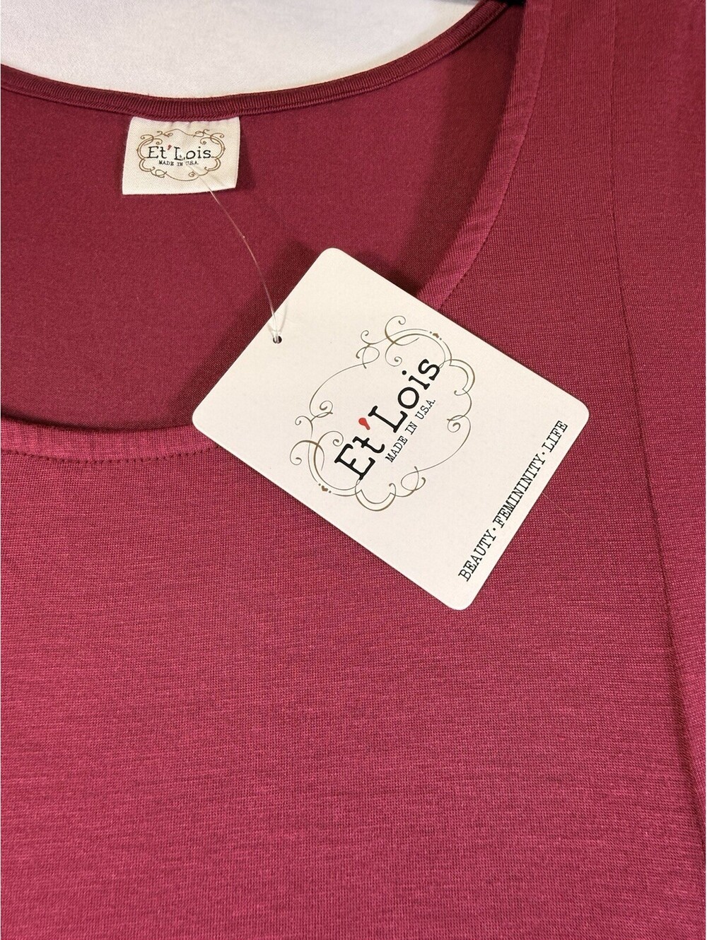 Et Lois Women's Long Sleeve Flared Tunic Top Large Burgundy